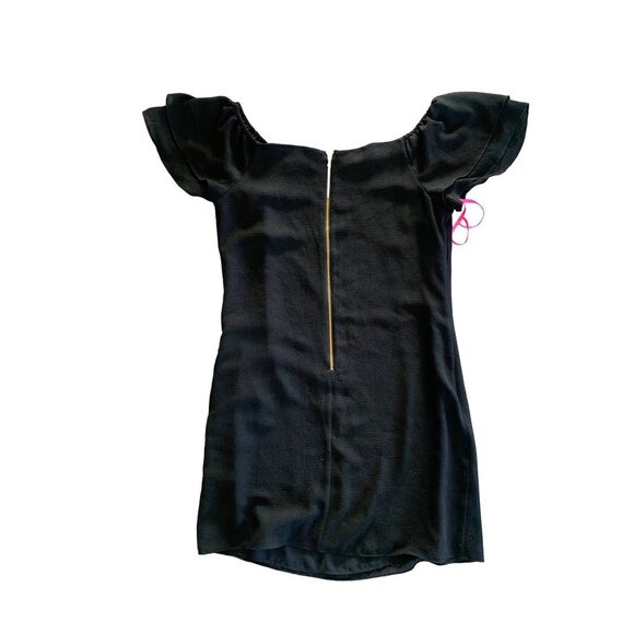 Betsey Johnson Black Zipper Size 10 Cold Shoulder Midi Dress - Picture 2 of 5
